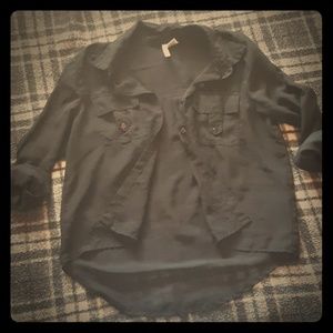 Passport Black Sheer Cropped Flannel